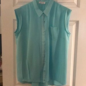 A Calvin Klein aqua short sleeve blouse